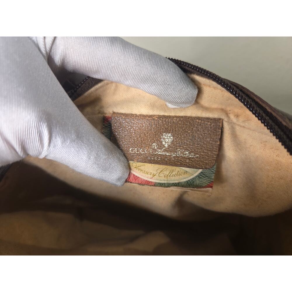 Gucci GG Supreme Web Stripe Crossbody Bag Beige Brown Italy Ophidia Vintage - Picture 13 of 15